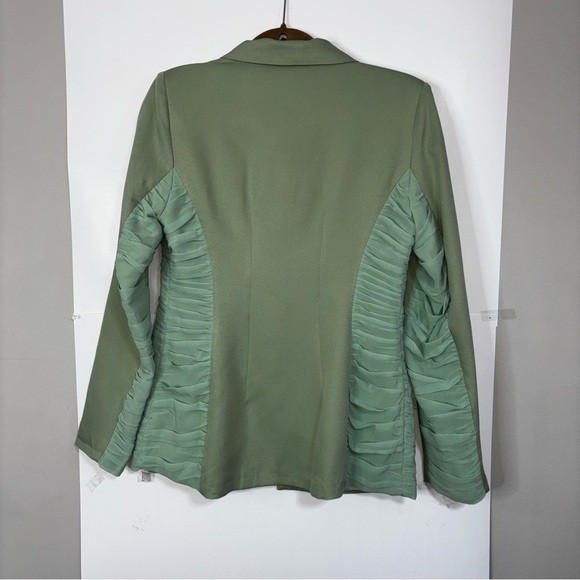 Pretty Little Things Women's 8 Maternity Sage Green Ruched Side Blazer Spring - Picture 15 of 16